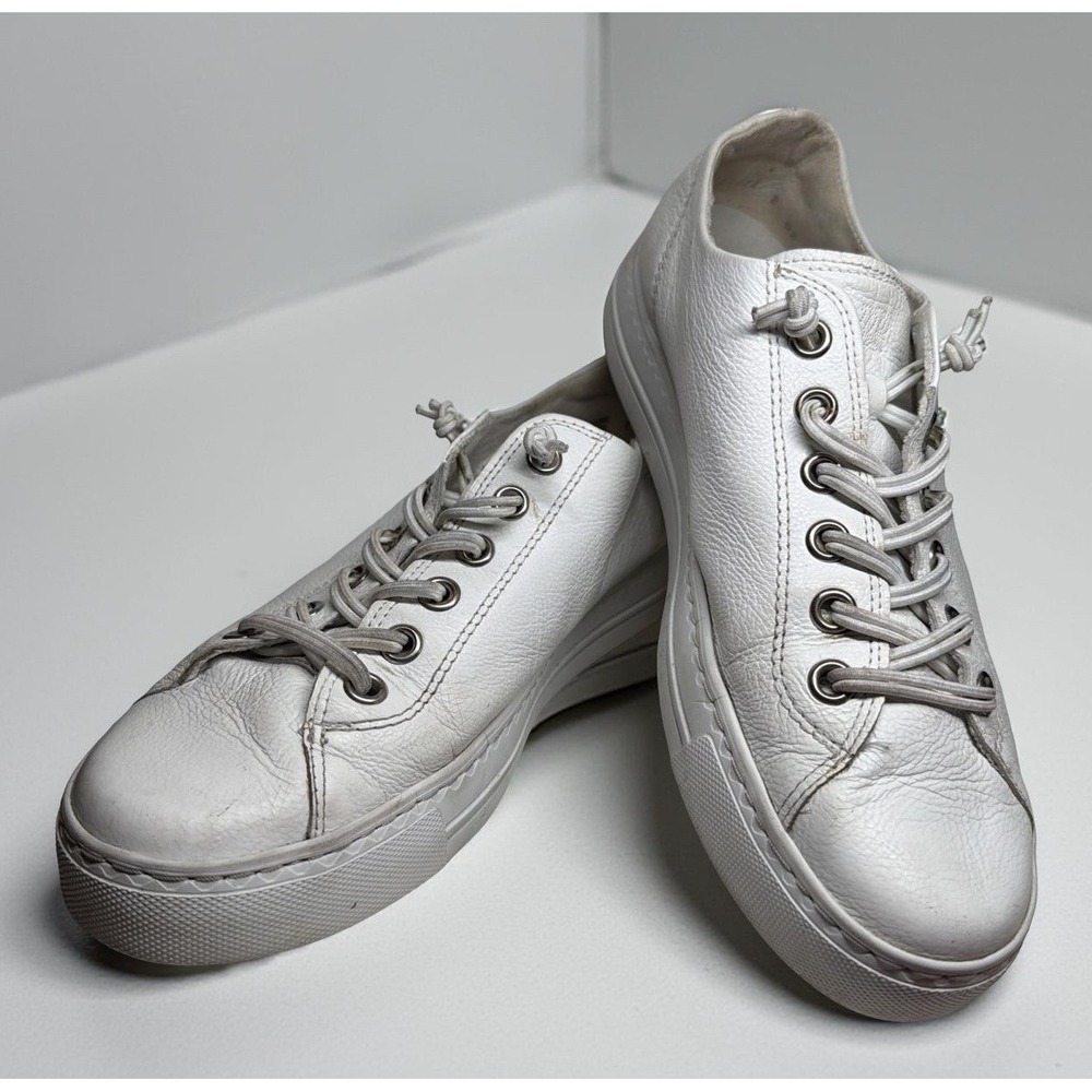 Paul Green Hadley Women's White Leather Lace Up Platform Sneakers Size 10